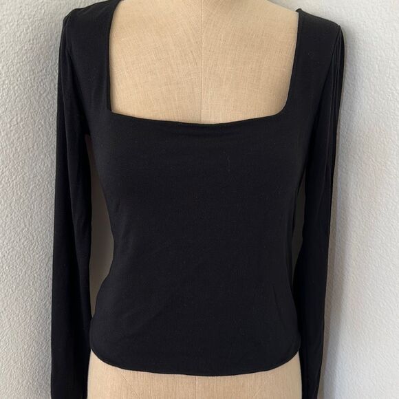 RE/DONE Square Neck 80’s Long Sleeve Top in Black Size S - Picture 4 of 6